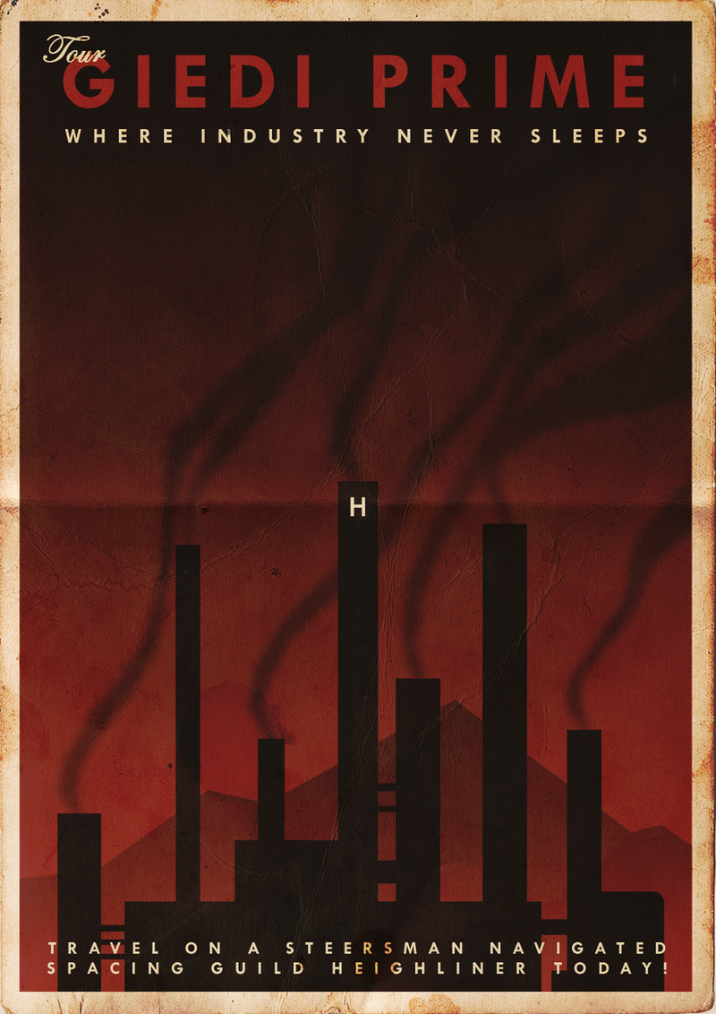 Illustration for article titled Take a vacation to Arrakis with Dune travel posters